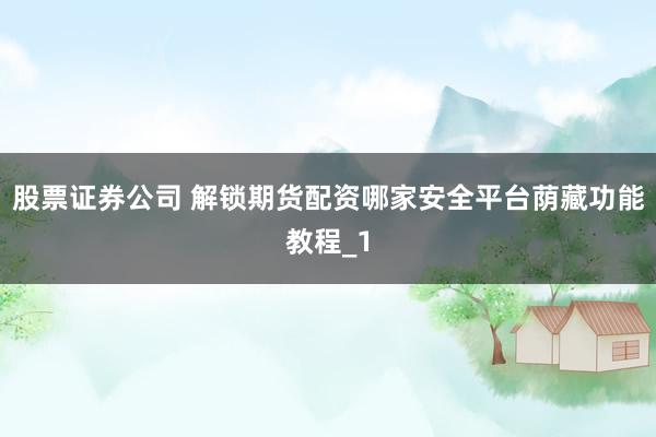 股票证券公司 解锁期货配资哪家安全平台荫藏功能教程_1