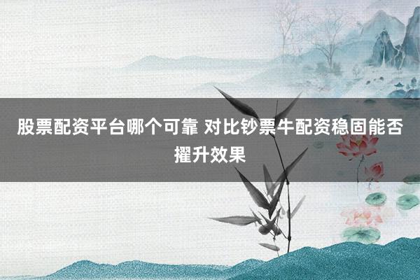 股票配资平台哪个可靠 对比钞票牛配资稳固能否擢升效果